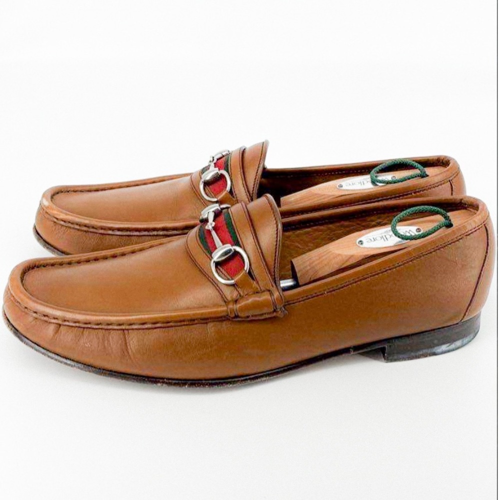 GUCCI Cognac Horsebit Loafers size 10.5​